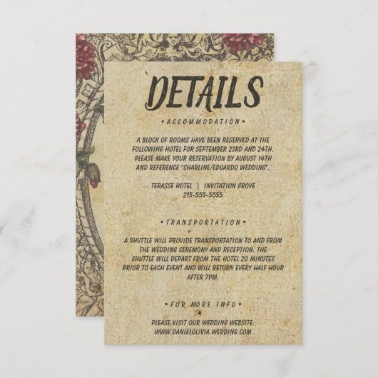 ブラウンクラシックヴィンテージ結婚ズ エンクロージャーカード (正面/裏面)