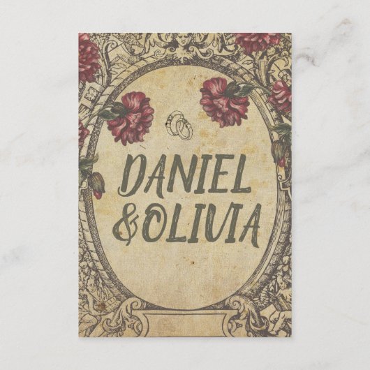 ブラウンクラシックヴィンテージ結婚ズ エンクロージャーカード (裏面)