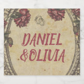 ブラウンクラシックヴィンテージ結婚ズ スパークリングワインラベル (シングルラベル)