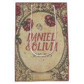 ブラウンクラシックヴィンテージ結婚ズ ミディアムペーパーバッグ (裏面)