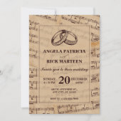 ブラウンクラシック音符シー結婚ト 招待状 (正面)