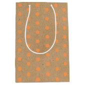 ブラウンクラフト上の夏フェイクのオ素朴レンジドット ミディアムペーパーバッグ (正面)