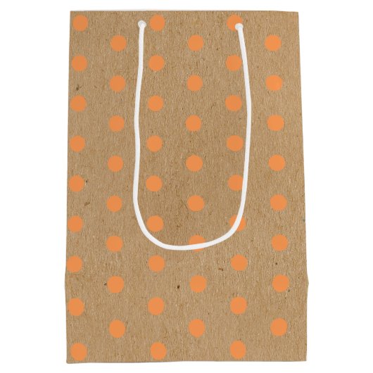 ブラウンクラフト上の夏フェイクのオ素朴レンジドット ミディアムペーパーバッグ (裏面)