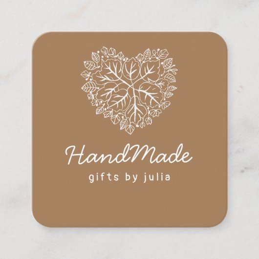 ブラウンクラフト紙からハート型の工芸品 コーリングカード (正面)