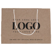 ブラウンクラフト紙のような見た目の丸ロゴのカスタムビジネスギフトバッグ ラージペーパーバッグ (裏面)