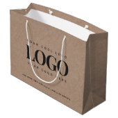 ブラウンクラフト紙のような見た目の丸ロゴのカスタムビジネスギフトバッグ ラージペーパーバッグ (裏面アングル)