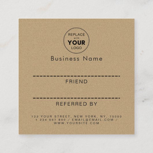 ブラウンクラフト紙モダン&ミニマリスト追加ロゴ 紹介カード (裏面)
