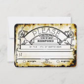 ブラウンクラフト紙中世タイポグラフィウェディングRSVP 出欠カード (正面)