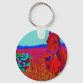 ブラウンクリスマスカラーホース:名前を追加 キーホルダー (正面)