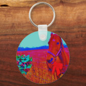 ブラウンクリスマスカラーホース：名前を追加 キーホルダー (正面)