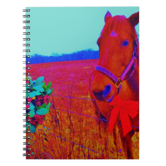 ブラウンクリスマスカラーホース：名前を追加 ノートブック (正面)