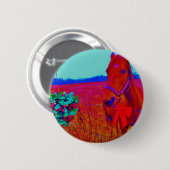 ブラウンクリスマスカラーホース：名前を追加 缶バッジ (正面&裏面)