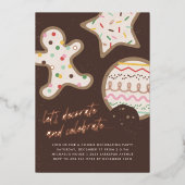 ブラウンクリスマスクッキー飾のパーティの招待状 箔招待状 (正面)