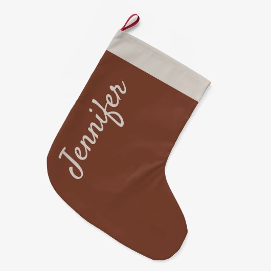ブラウンクリスマスチョコレートの書道カスタム ラージクリスマスストッキング (正面 (吊り時))