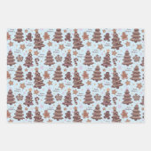 ブラウンクリスマスツリージンジャーブレッドマンクリスマス ラッピングペーパーシート (正面)