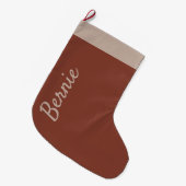 ブラウンクリスマステラコッタ書道カスタム ラージクリスマスストッキング (正面 (吊り時))