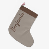 ブラウンクリスマストフェベージュカリフカスタムィック ラージクリスマスストッキング (正面 (吊り時))