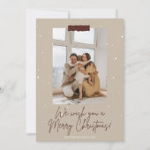 ブラウンクリスマスファミリーグリーティングフォトカード 招待状 (正面)