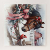 ブラウンクリスマスホースと(鳥)ショウジョウコウカンチョウ ジグソーパズル (横)