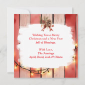 ブラウンクリスマスホースと(鳥)ショウジョウコウカンチョウ パーソナライズされた (裏面)