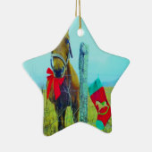 ブラウンクリスマスホース セラミックオーナメント (右)