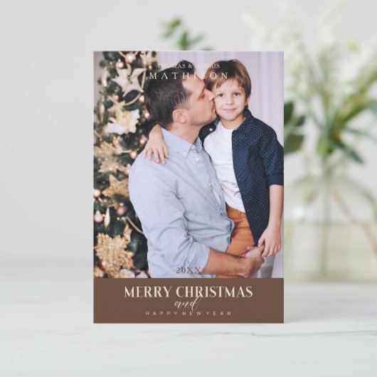 ブラウンクリスマスモダンの洗練された写真家族 (スタンド正面)