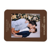 ブラウンクリスマスモダンの洗練された写真家族 マグネット (横)