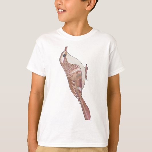 ブラウンクリーパー鳥の種の野生生物アート Tシャツ (正面)