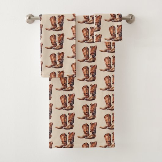 ブラウンクリームウエスタンカウボーイ バスタオルセット (インサイチュ)