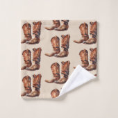 ブラウンクリームウエスタンカウボーイ バスタオルセット (ウォッシュタオル)