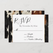 ブラウンクリームウエスタンコウィドウェディングRSVP エンクロージャーカード (正面/裏面)