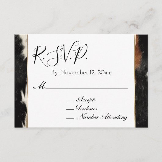 ブラウンクリームウエスタンコウィドウェディングRSVP エンクロージャーカード (正面)