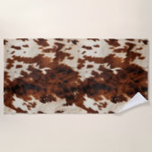 ブラウンクリームウエスタンコウィド ビーチタオル (正面)