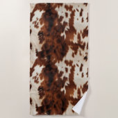 ブラウンクリームウエスタンコウィド ビーチタオル (正面)