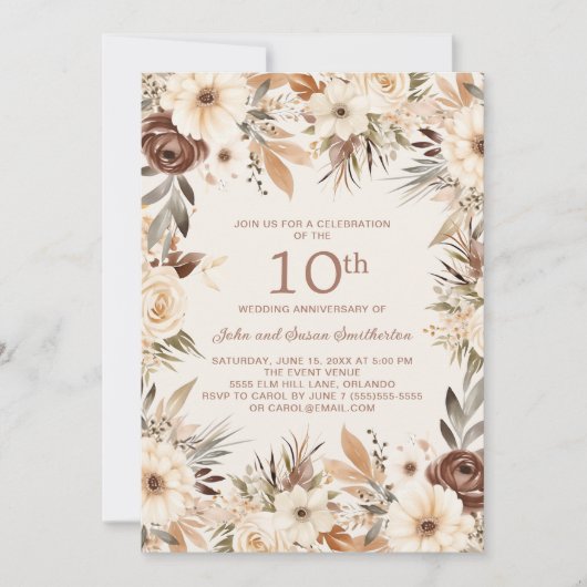 ブラウンクリームウォーターフローラ10周年記念 招待状 (正面)