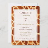 ブラウンクリームキリンアニマルプリント誕生日 招待状 (正面)