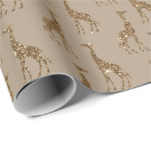 ブラウンクリームキリン動物グリッター ラッピングペーパー (ロールコーナー)