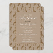 ブラウンクリームキリン動物グリッター 招待状 (正面/裏面)