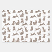 ブラウンクリームグリッターストライプズ猫 ラッピングペーパーシート (正面3)