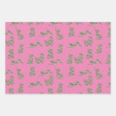 ブラウンクリームグリッターストライプズ猫 ラッピングペーパーシート (正面2)