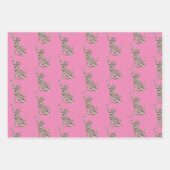 ブラウンクリームグリッターストライプズ猫 ラッピングペーパーシート (正面)