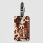 ブラウンクリームコウィドカウボーイブーツ ラゲッジタグ (正面縦)