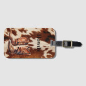 ブラウンクリームコウィドカウボーイブーツ ラゲッジタグ (正面横)