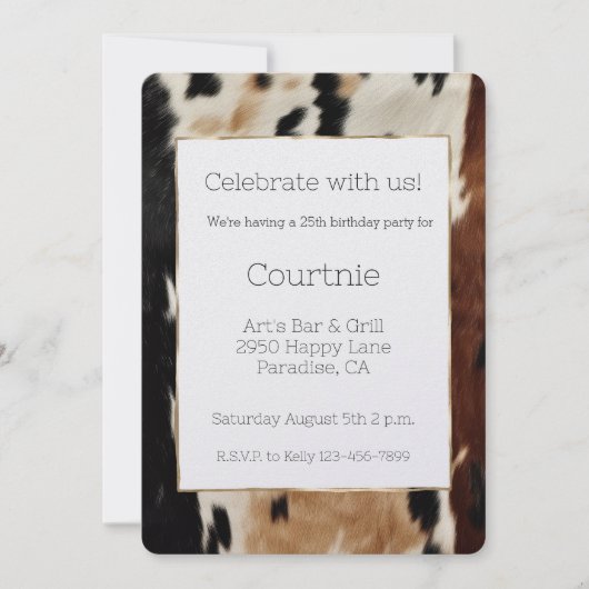 ブラウンクリームコウィド女性のカーボーイカウボーイ誕生日 招待状 (正面)