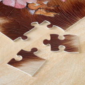 ブラウンクリームコウィド女性のカーボーイフローラブーツ ジグソーパズル (側面)