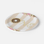 ブラウンクリームスプレッルドナッツワンサンバースデーパーティー ペーパープレート (アングル)