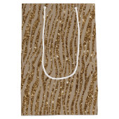 ブラウンクリームゼブラアニマルプリントグリッター ミディアムペーパーバッグ (裏面)