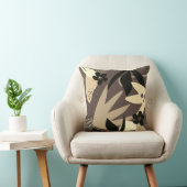 ブラウンクリームタン&ブラック芸術的抽象芸術葉 クッション (椅子)