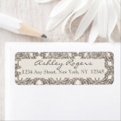 ブラウンクリームダマスクウェディング差出人住所ラベル ラベル (インサイチュ)