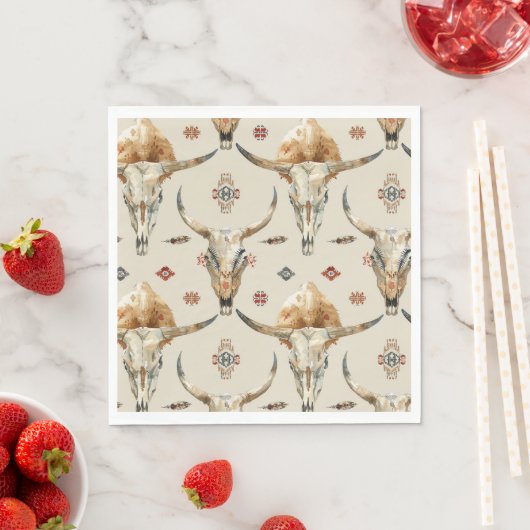 ブラウンクリームトライバル先住民フェザー誕生日 スタンダードランチョンナプキン (インサイチュ)